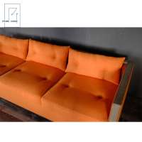 Hampton Style Cheap Sofa Bed, Custom Orange Living Room Fabric Sofa