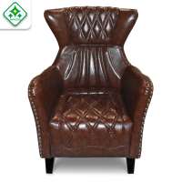 Vintage French Style Genuine Leather Leisure Sofa Chair