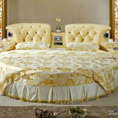 Modern Bedroom Furniture , PU/ PVC Faux leather TV round bed YZA round2