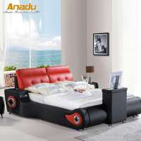 Modern Bedroom Furniture , PU/ PVC Faux leather modern TV bed YZA RED