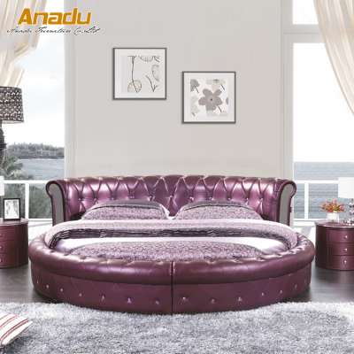 2017 new modern round leather soft bed RT8750